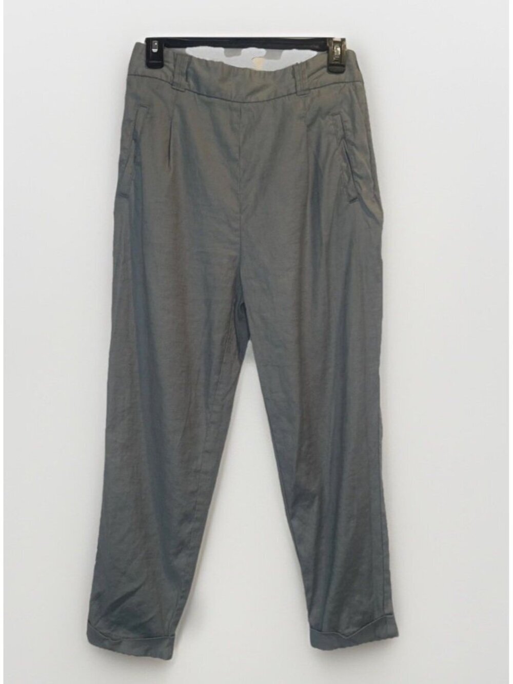 ANTHROPOLOGIE Ett Twa Women’s Green Linen Blend Cuffed Ankle Pants Size 4